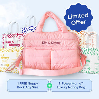 PowerMama - Luxury & Functional Nappie Bag + Free Nappies Bonus